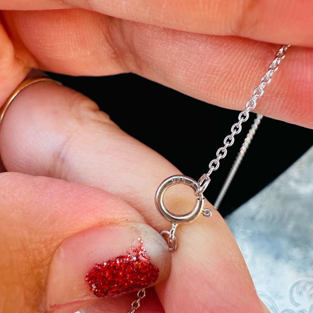 925 Silver Necklace with Purple Pendant - Picture 3 of 3